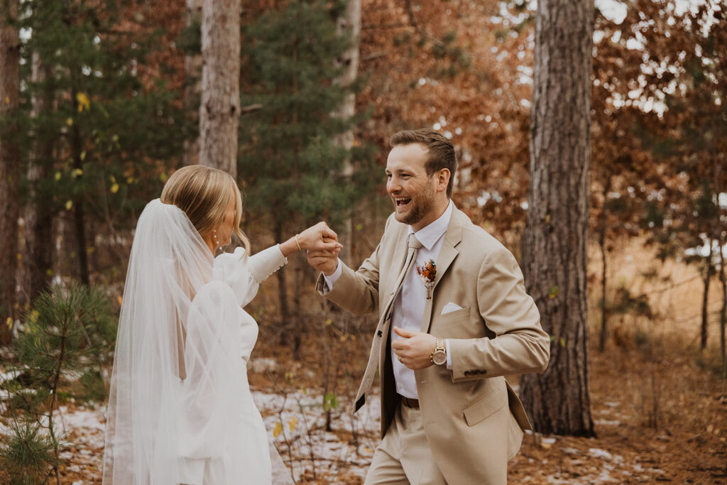 Groom reacts to seeing bride for the first time